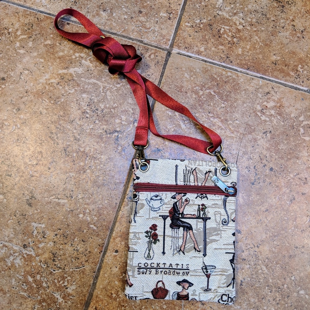 Signare Tapestry Crossbody French Cafe Wine Bag